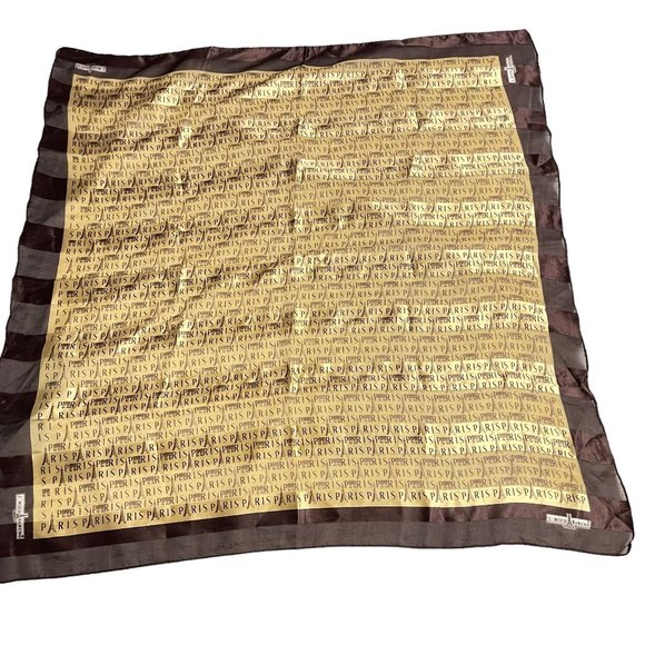 J. Mico Sancho Paris Women's Large Gold & Brown Scarf - Picture 3 of 7